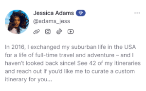 content creator profile sample